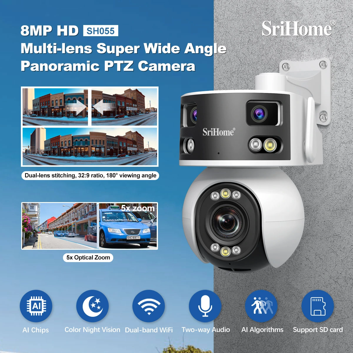 srihome triple lens 5x zoom